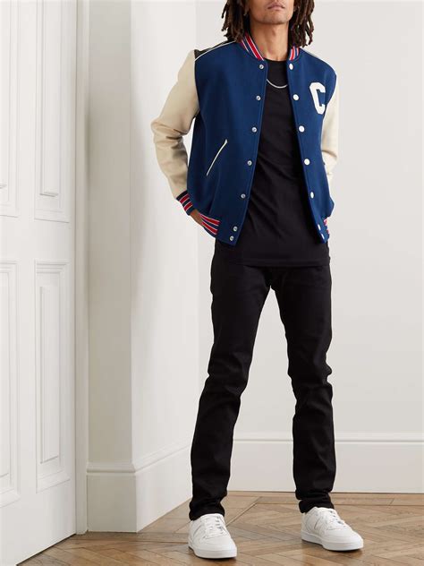 celine green varsity jacket|celine leather jacket men's.